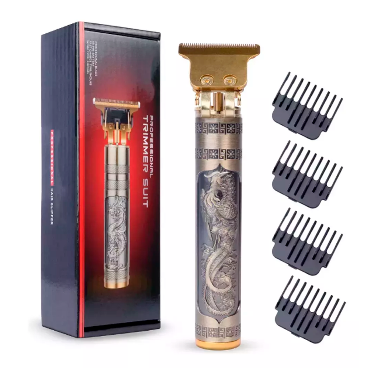 Máquina Dragão Cabelo Barba Aparador Pezinho Corte Profissional Sem Fio com 4 Pentes e Lâmina Ajustável Óleo e Escovinha - Imagem 8
