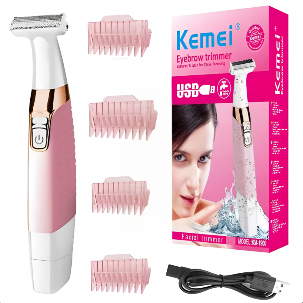 Depilador Elétrico Feminino Multifunção Recarregável Lavável Kemei KM-1900 Depilação Feminina Pele Macia Suave Prática - Imagem 4
