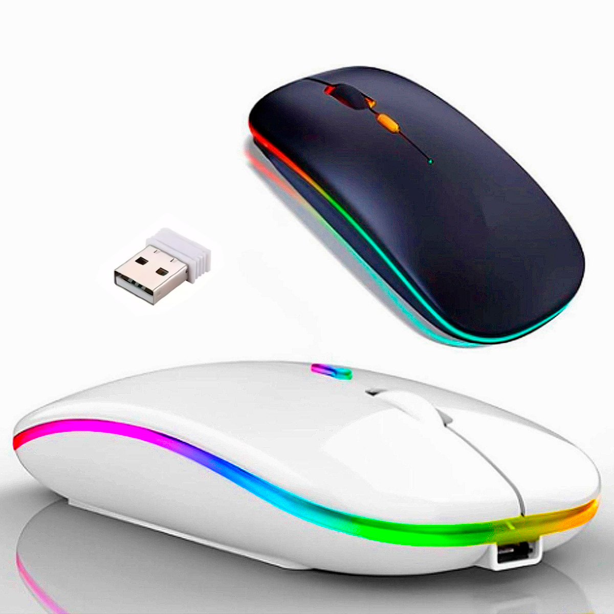 Mouse Sem Fio Bluetooth RGB 1600 dpi Exbom Altomex Computador Notebook Recarregável Ergonômico Silencioso Dpi Ajustável - Imagem 3