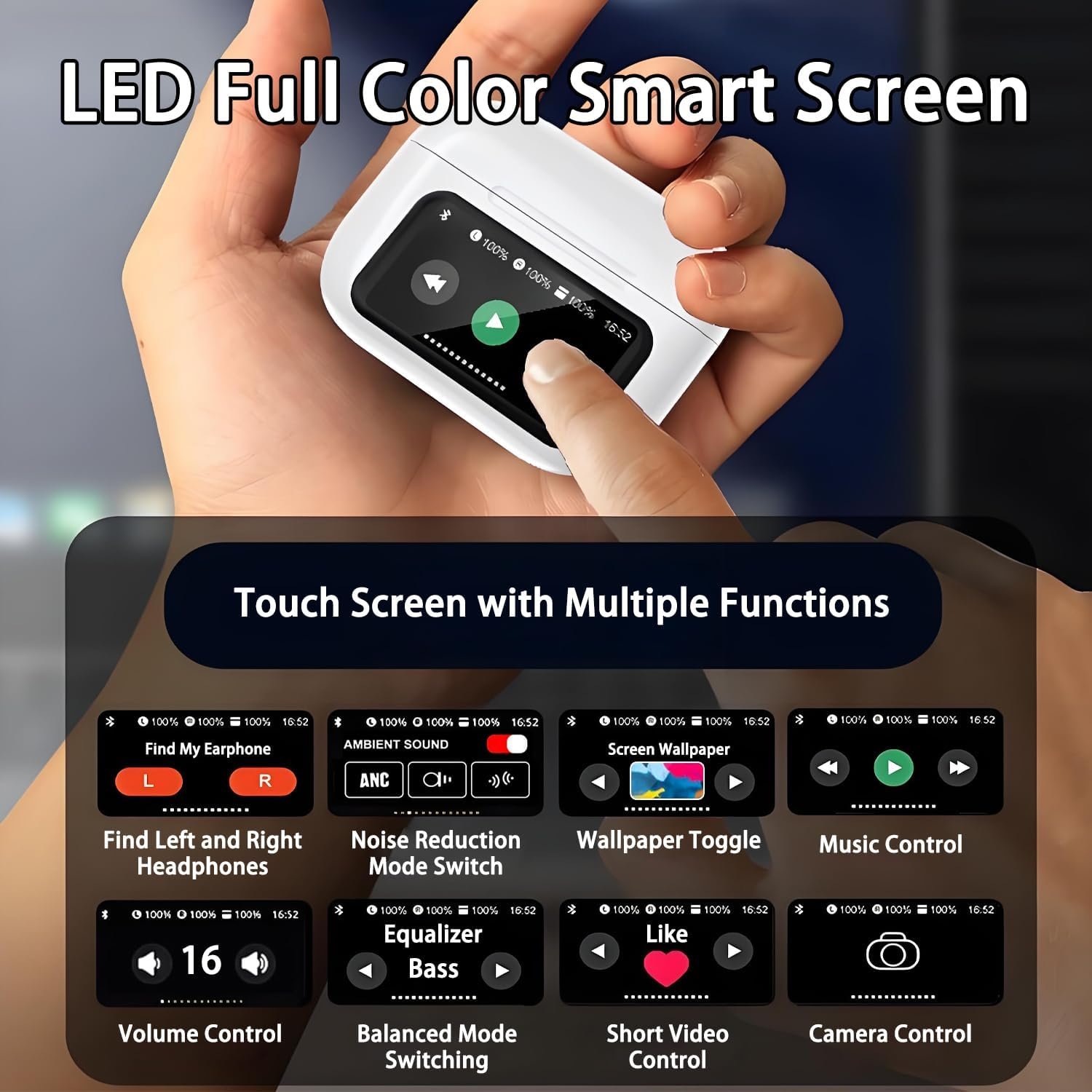 Fone de Ouvido Bluetooth Peining Pei-P666 com Visor Digital Touch Microfone Cancelamento de Ruído Resistente à Água - Imagem 6