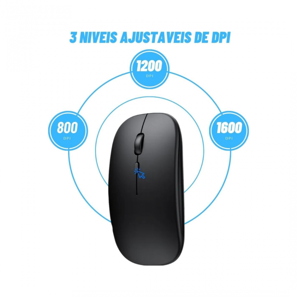 Mouse Sem Fio Bluetooth RGB 1600 dpi Exbom Altomex Computador Notebook Recarregável Ergonômico Silencioso Dpi Ajustável - Imagem 7
