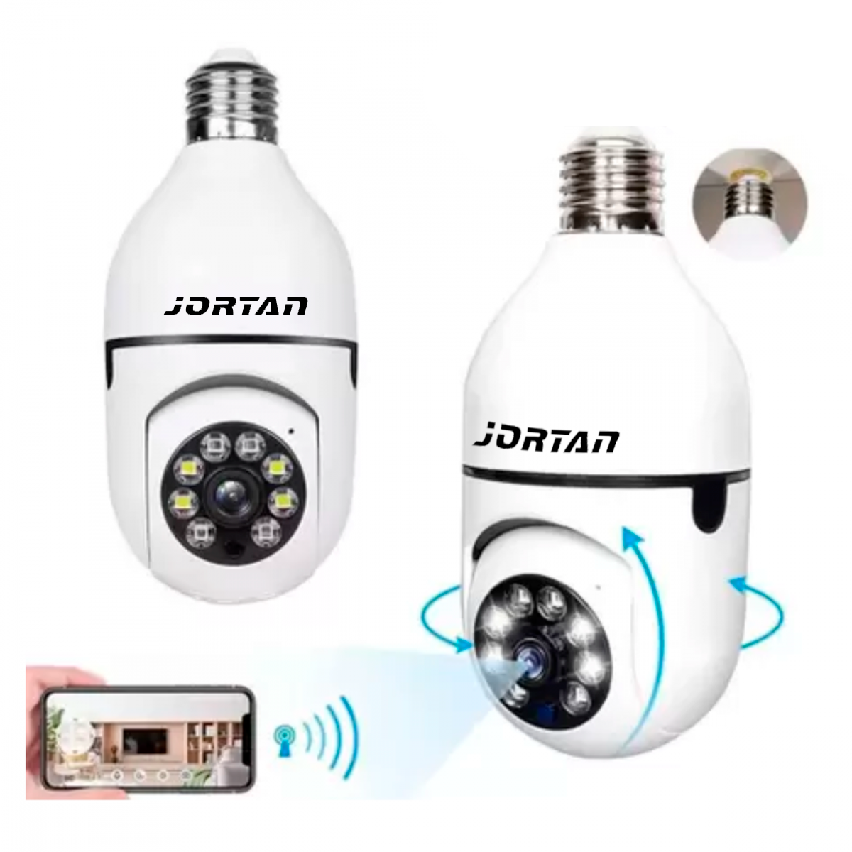 Câmera de Monitoramento Jortan JT8177: Lâmpada Wifi Full HD 360º, Visão Noturna e Detecção de Movimento Casa Trabalho - Imagem 8