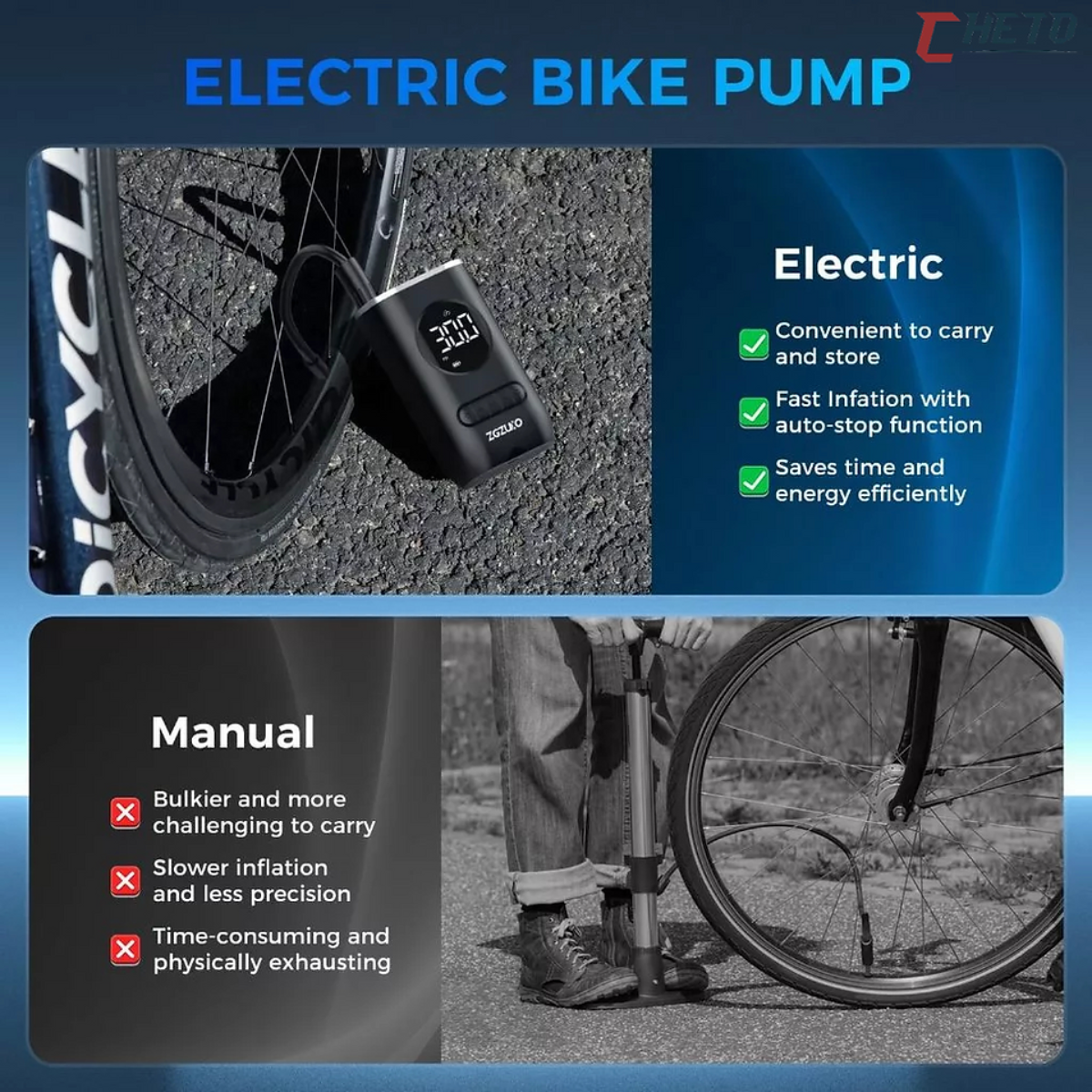 Bomba de Ar Portátil Bom Vink Pneu Carro Motocicleta Bicicleta Bola Piscina Rápida Emergência Display Digital - Imagem 7