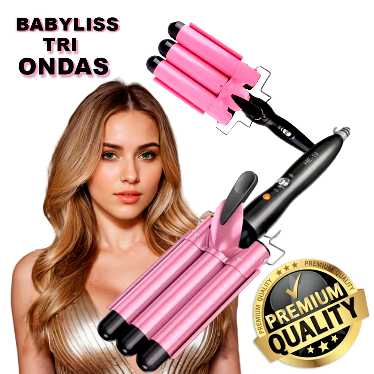 Modelador de Cachos 25mm Prancha Triondas Profissional Bivolt Cerâmica Anti Estático Resultados de Salão Todos Cabelos