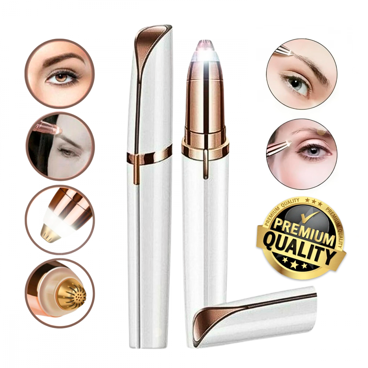 Caneta Aparador de Sobrancelhas e Pelos Portátil Recarregável Kapbom KA-2727 Depilador Aparador Sem Dor Seguro Eficaz