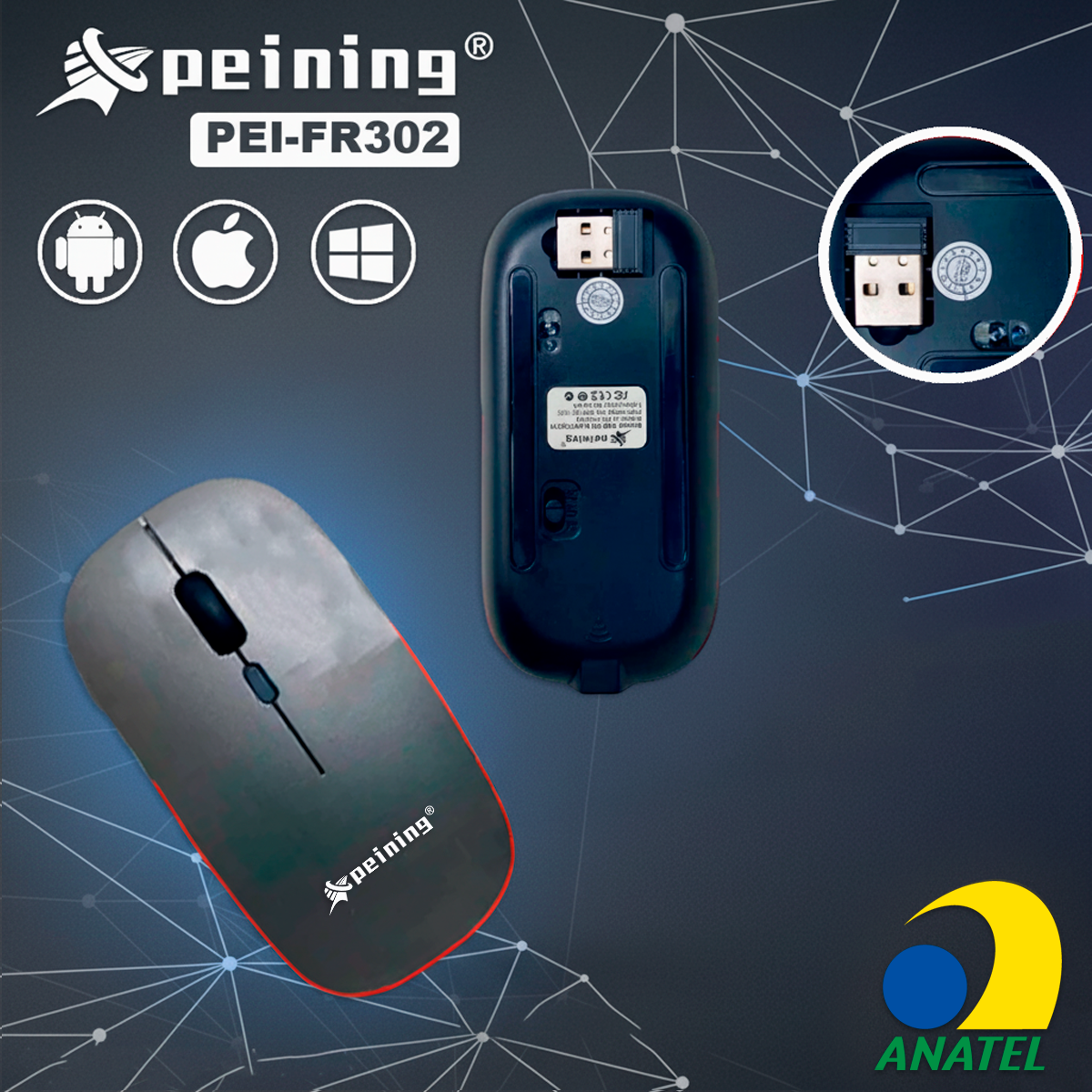Kit Mouse e Teclado Peining PEI-FR3024 Sem Fio 2.4G Wirelles Bluetooth Recarregável Slim Silencioso Setup Minimalista - Imagem 4