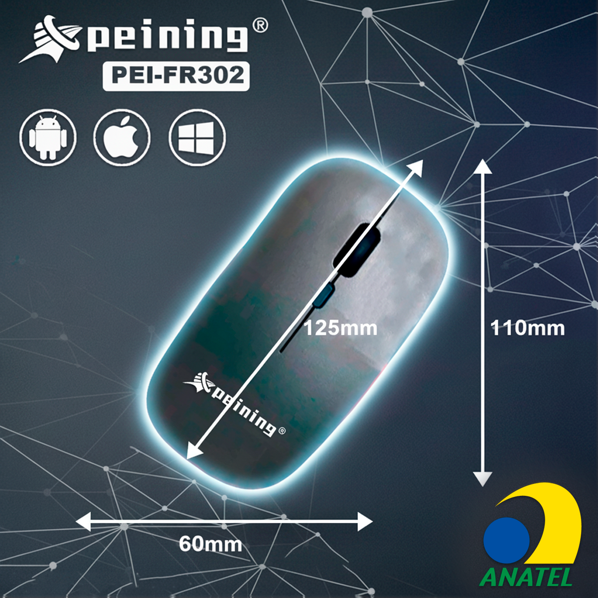 Kit Mouse e Teclado Peining PEI-FR3024 Sem Fio 2.4G Wirelles Bluetooth Recarregável Slim Silencioso Setup Minimalista - Imagem 6