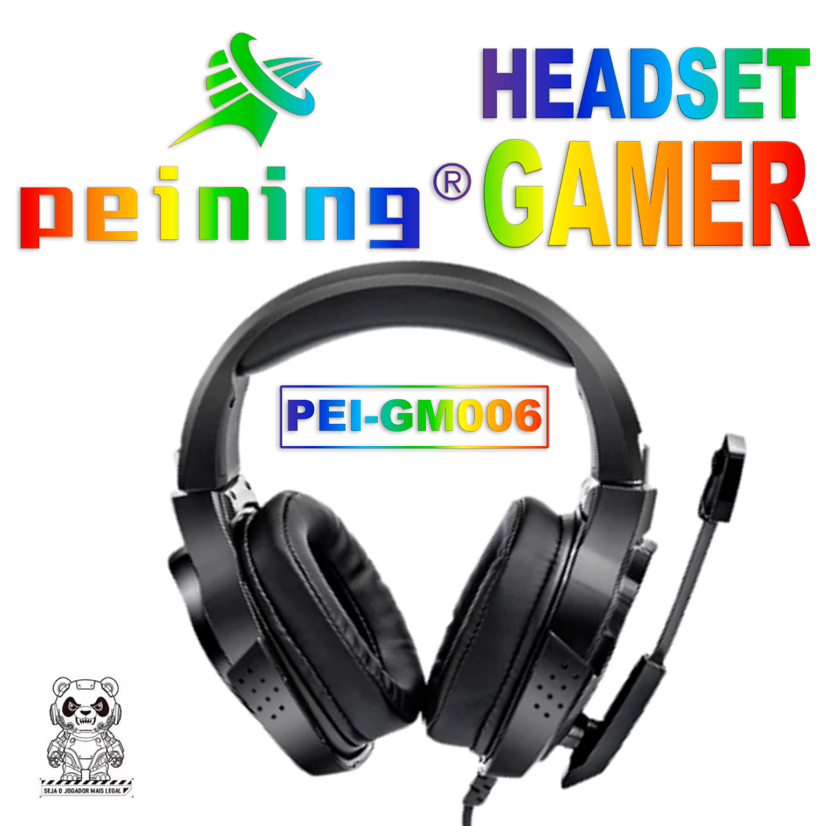 Fone Headset Gamer com Microfone Peining PEI-GM006 USB Cancelamento Ruído Estéreo Imersão Jogos LED RGB Ergonômico - Imagem 6