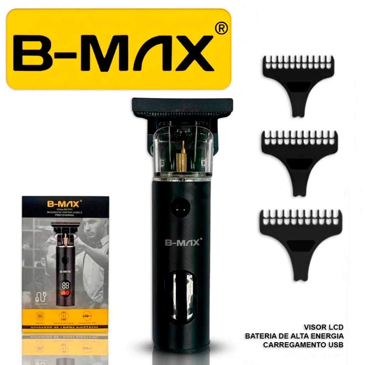 Máquina de Cortar Cabelo Profissional BM-C061 Elétrico 3 Pentes Sem Fio Recarregável Portátil Viagem Cabeças Laváveis - Imagem 3