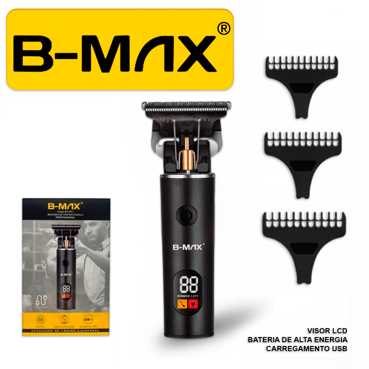 Máquina de Cortar Cabelo Profissional BM-C061 Elétrico 3 Pentes Sem Fio Recarregável Portátil Viagem Cabeças Laváveis - Imagem 5