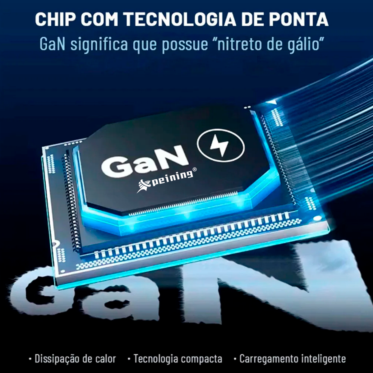 Carregador Peining GaN 45W Turbo3 Entradas PEI-G215-5 TPC/TPC Com Cabo Universal Multiportas Celular Tablet Notebook - Imagem 9